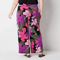 Liz Claiborne-Plus Womens Mid Rise Wide Leg Pull-On Pant