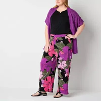 Liz Claiborne-Plus Womens Mid Rise Wide Leg Pull-On Pant