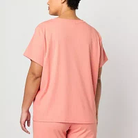 PUMA Womens Crew Neck Short Sleeve Rib T-Shirt Plus