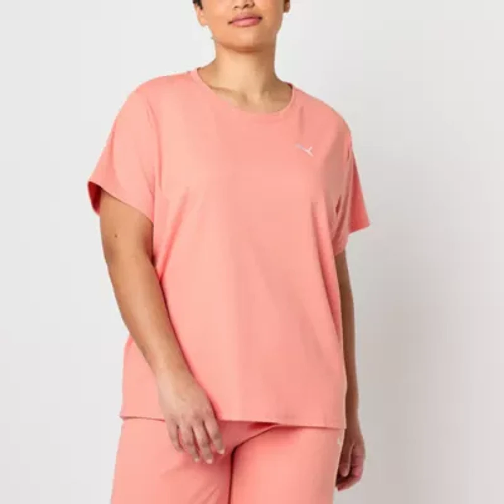 PUMA Womens Crew Neck Short Sleeve Rib T-Shirt Plus