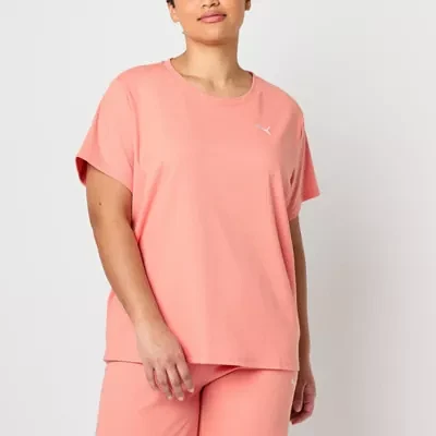 PUMA Womens Crew Neck Short Sleeve Rib T-Shirt Plus