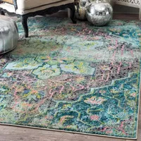 nuLoom Santos Floral Medallion Rectangular Rug