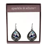 Sparkle Allure Cubic Zirconia Pure Silver Over Brass Oval Drop Earrings