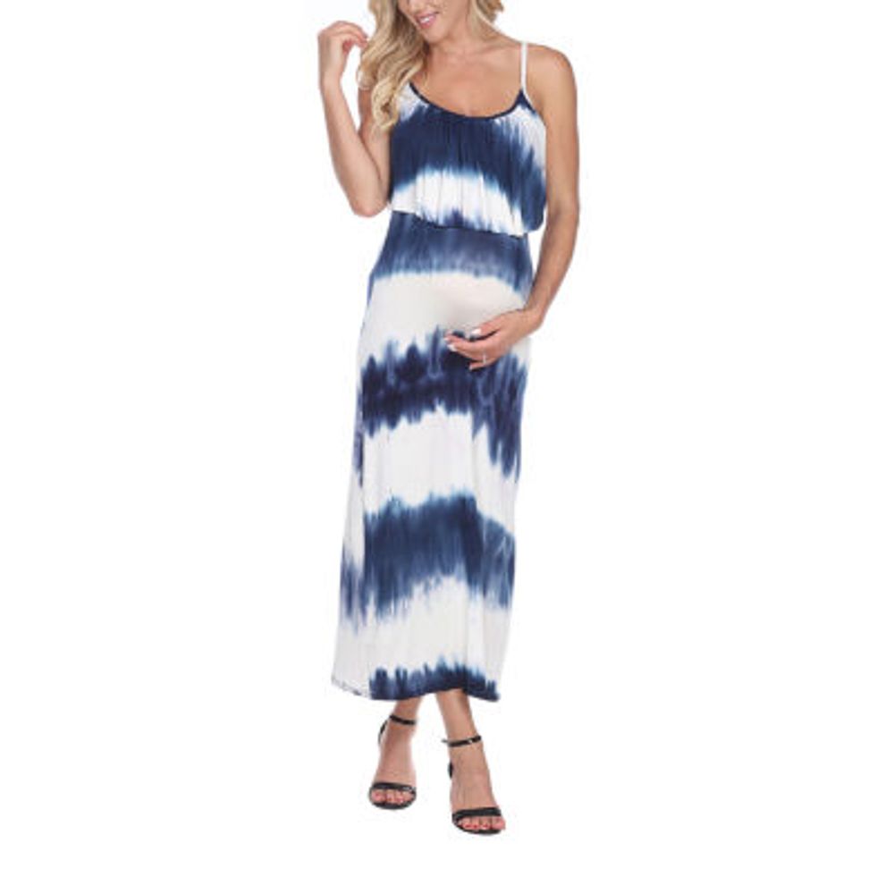 White Mark Malea Womens Maternity Sleeveless Tie-Dye Tie Dye Maxi Dress