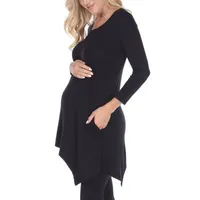 White Mark Maternity Kayla Womens Scoop Neck 3/4 Sleeve Tunic Top