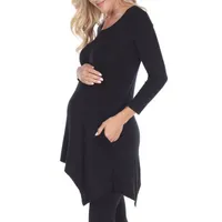 White Mark Plus Maternity Kayla Womens Scoop Neck 3/4 Sleeve Tunic Top