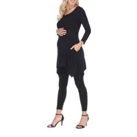 White Mark Plus Maternity Kayla Womens Scoop Neck 3/4 Sleeve Tunic Top