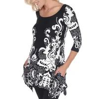 White Mark Maternity Ganette Womens Scoop Neck 3/4 Sleeve Tunic Top