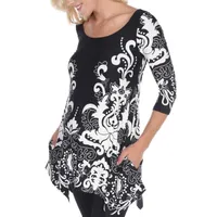 White Mark Plus Maternity Ganette Womens Scoop Neck 3/4 Sleeve Tunic Top