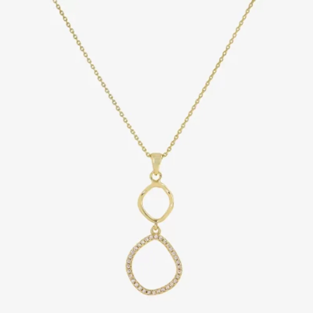 Sparkle Allure Cubic Zirconia 14K Gold Over Brass 16 Inch Link Pendant Necklace