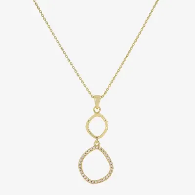 Sparkle Allure Cubic Zirconia 14K Gold Over Brass 16 Inch Link Pendant Necklace