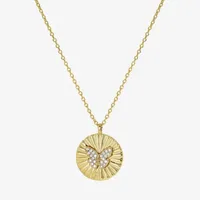 Sparkle Allure Cubic Zirconia 14K Gold Over Brass 16 Inch Link Butterfly Round Pendant Necklace