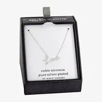 Sparkle Allure Love Cubic Zirconia Pure Silver Over Brass 16 Inch Link Pendant Necklace