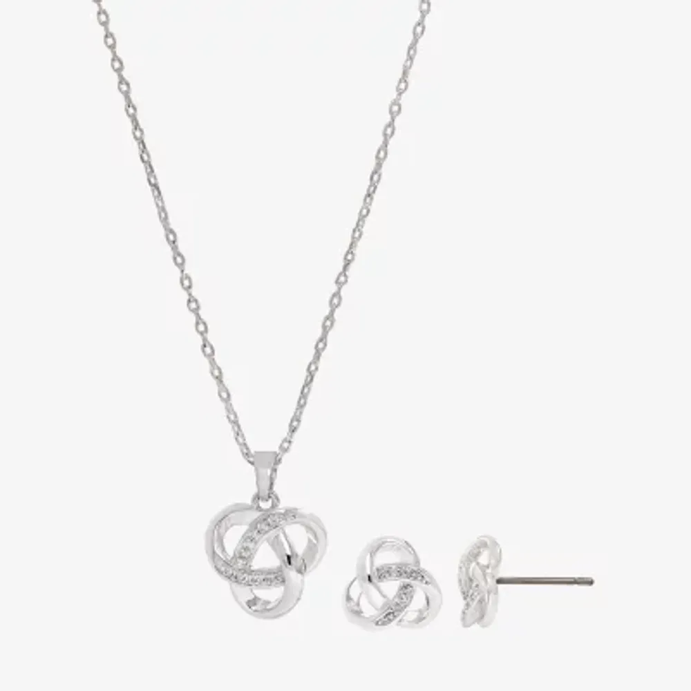 Sparkle Allure 2-pc. Cubic Zirconia Pure Silver Over Brass Knot Jewelry Set
