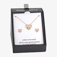 Sparkle Allure 2-pc. Cubic Zirconia 18K Rose Gold Over Brass Heart Knot Jewelry Set