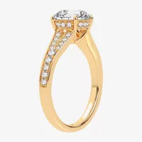 Signature By Modern Bride (H-I / Si1-Si2) Womens 1 3/ CT. T.W. Lab Grown White Diamond 14K Gold Round Side Stone Engagement Ring