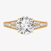 Signature By Modern Bride (H-I / Si1-Si2) Womens 1 3/ CT. T.W. Lab Grown White Diamond 14K Gold Round Side Stone Engagement Ring