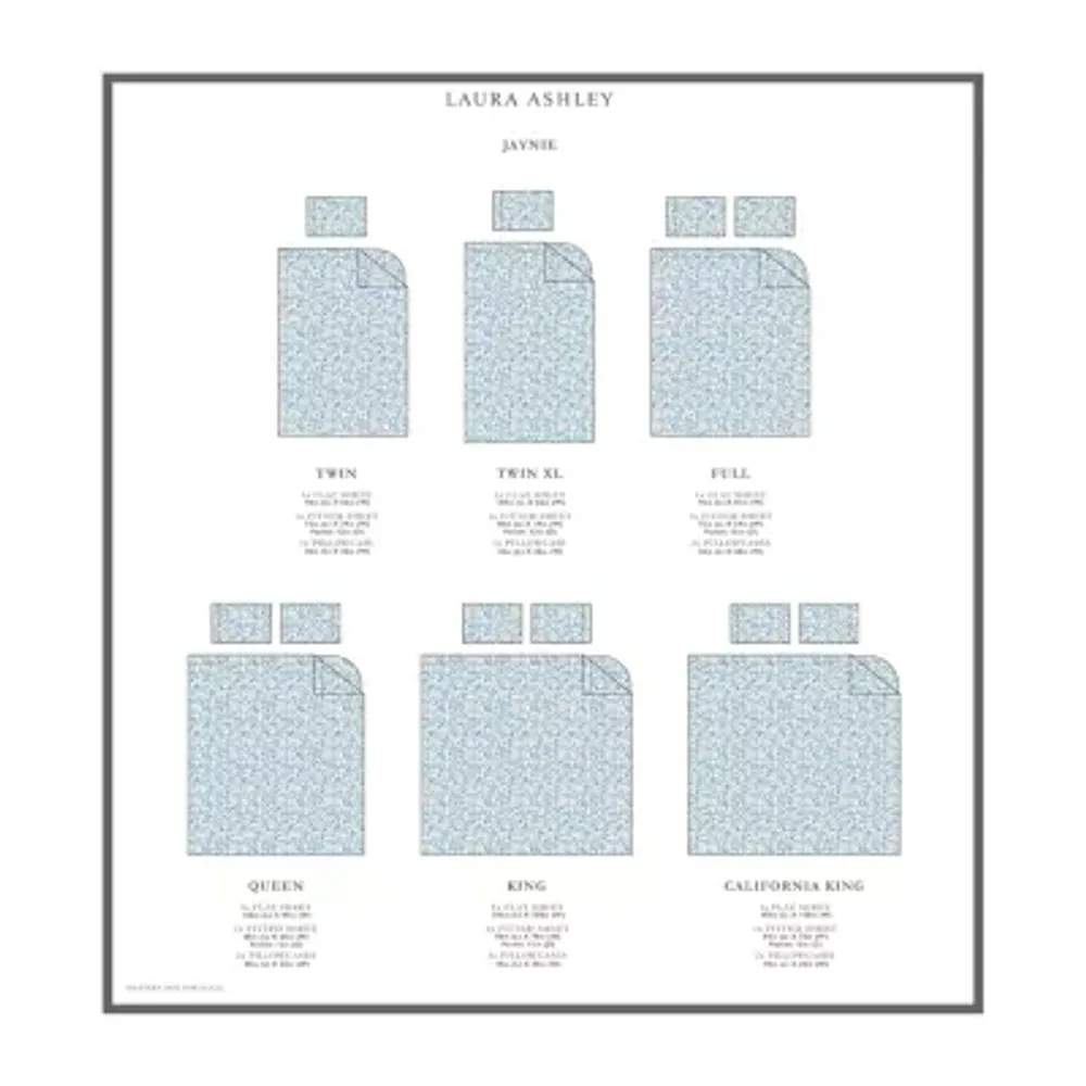 Laura Ashley 6-Pc 100% Cotton Percale Deep Pocket Sheet Set