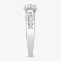 (I / Si2) Womens 1 CT. T.W. Lab Grown White Diamond 10K Gold Round Side Stone Halo Engagement Ring