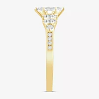 (I / Si2) Womens 1 CT. T.W. Lab Grown White Diamond 10K Gold Marquise Side Stone Engagement Ring