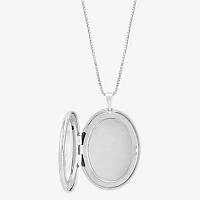 Womens Sterling Silver Round Locket Necklace