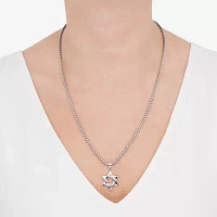 Star Of David Womens Sterling Silver Star Pendant Necklace