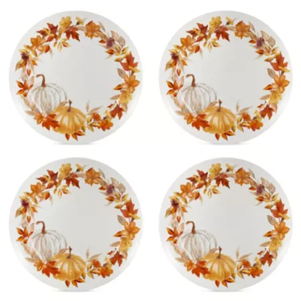 Linden Street Woodland Spice Pumpkin 4-pc. Stoneware Dinner Plate