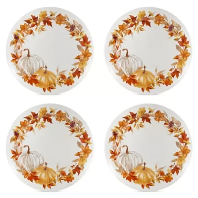 Linden Street Woodland Spice Pumpkin 4-pc. Stoneware Dinner Plate