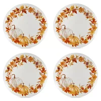 Linden Street Woodland Spice Pumpkin 4-pc. Stoneware Dinner Plate