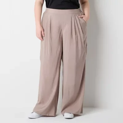 Stylus Womens Wide Leg Cargo Pant-Plus