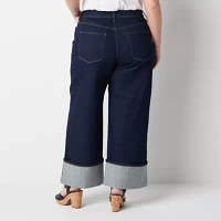 a.n.a Plus Womens Highest Rise Wide Leg Jean