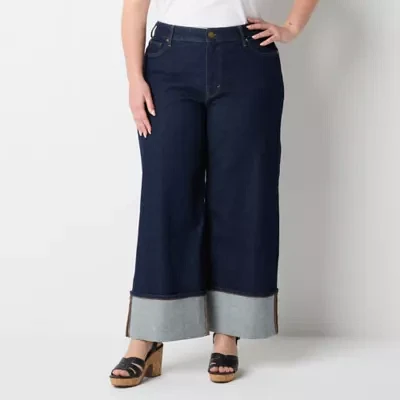 a.n.a Plus Womens Highest Rise Wide Leg Jean