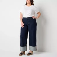 a.n.a Plus Womens Highest Rise Wide Leg Jean