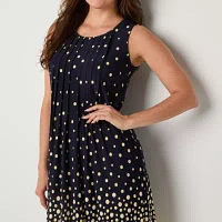 Perceptions Womens Sleeveless Dots Shift Dress