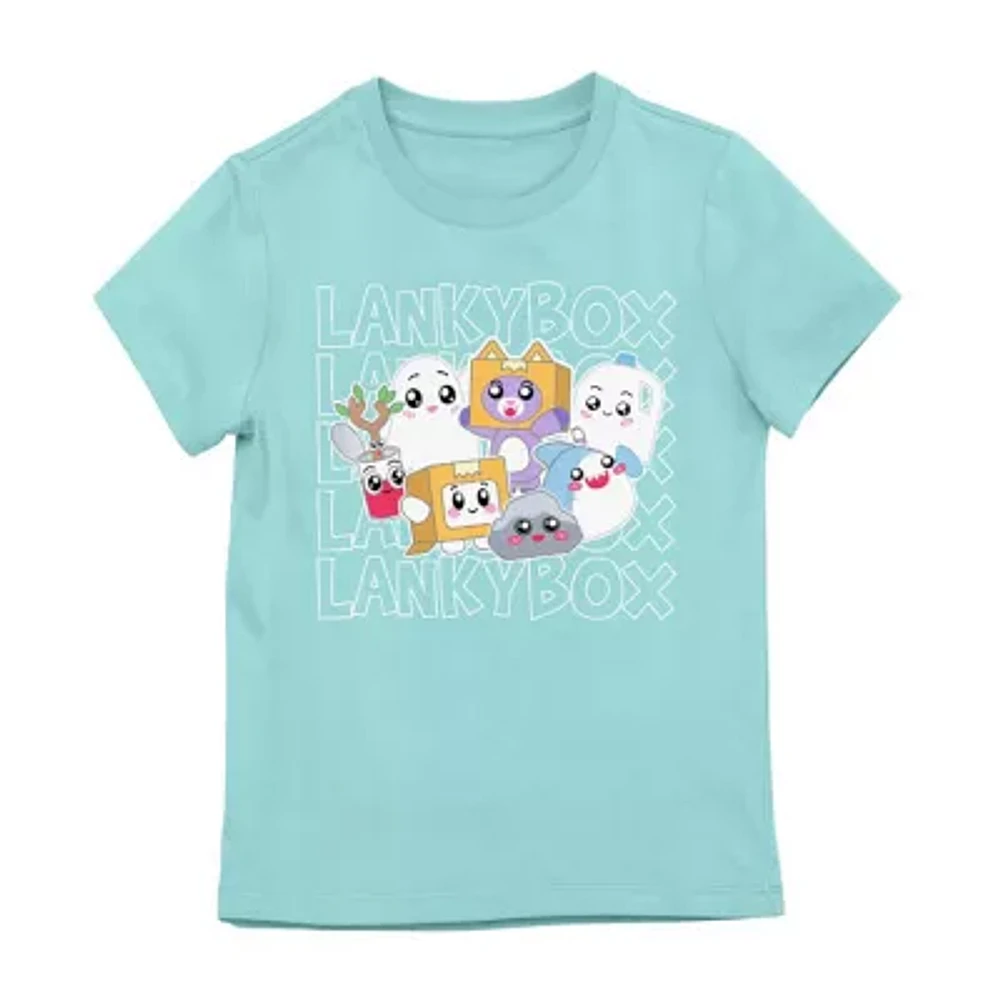 Little & Big Girls Round Neck Short Sleeve Lankybox Graphic T-Shirt
