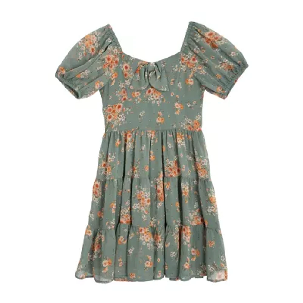 Rare Editions Big Girls Short Sleeve Puffed A-Line Dress