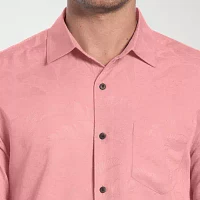 Cubavera Palm Jacquard Mens Regular Fit Short Sleeve Button-Down Shirt