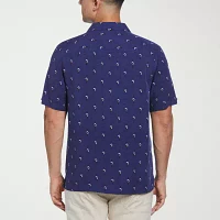 Cubavera Retro Geo Print Mens Regular Fit Short Sleeve Button-Down Shirt