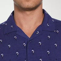 Cubavera Retro Geo Print Mens Regular Fit Short Sleeve Button-Down Shirt