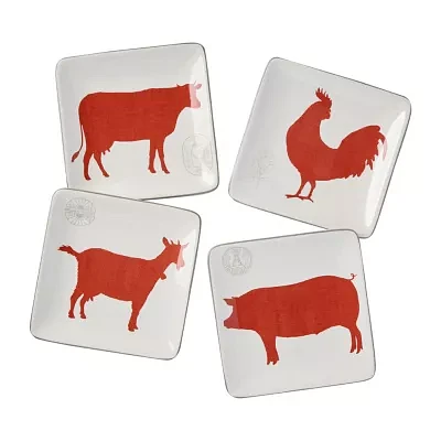 Certified International Vintage Farm 4-pc. Ceramic Appetizer Plate