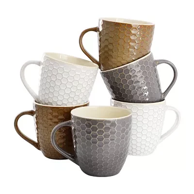Elama Honeycomb 6 Piece Assorted 6-pc. Geometric Coffee Mug