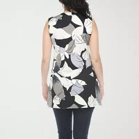White Mark Womens Crew Neck Sleeveless Tunic Top