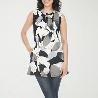 White Mark Womens Crew Neck Sleeveless Tunic Top