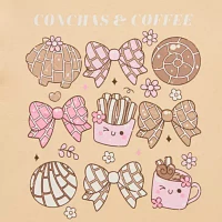 Juniors Conchas Y Cafe Boyfriend Tee Womens Crew Neck Short Sleeve Graphic T-Shirt