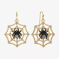 Bijoux Bar Gold Tone Spider Web Womens Glass Drop Earrings