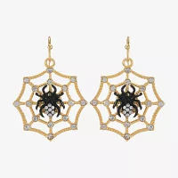 Bijoux Bar Gold Tone Spider Web Womens Glass Drop Earrings