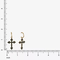 Bijoux Bar Gold Tone Womens Black Glass Cross Hypoallergenic Drop Earrings