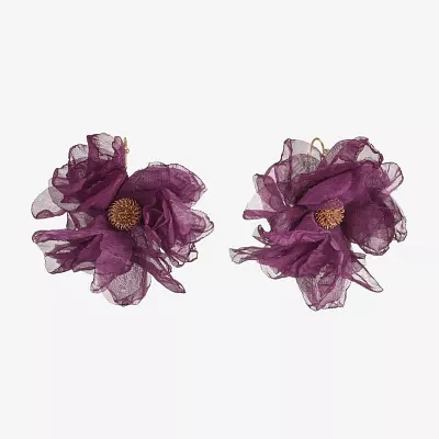 Bijoux Bar Gold Tone Womens Flower Drop Earrings