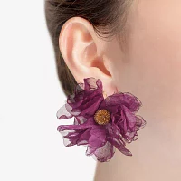 Bijoux Bar Gold Tone Womens Flower Drop Earrings