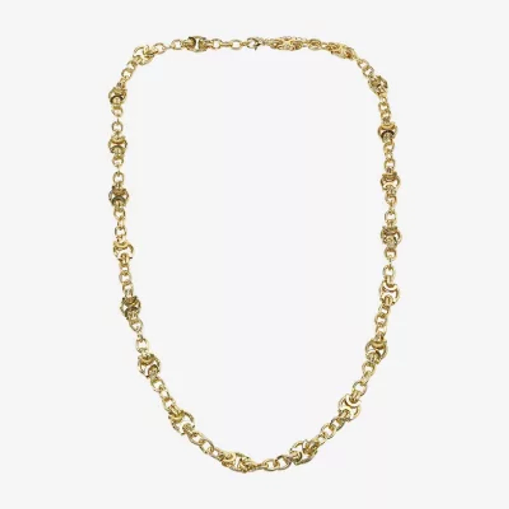 Bold Elements Gold Tone Womens 14K Gold Over Brass 36 Inch Link Chain Necklace